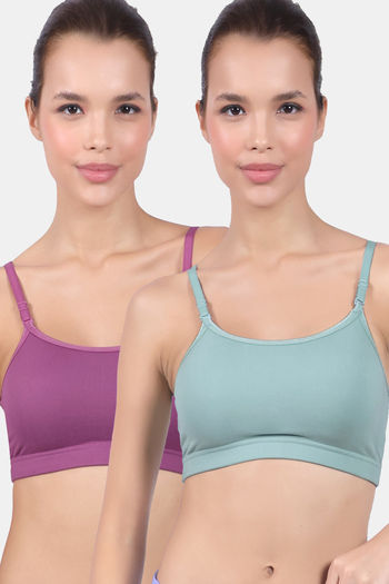 Buy Lady Lyka Cotton Lycra Sports Bra (Pack of 2) - Multicolor